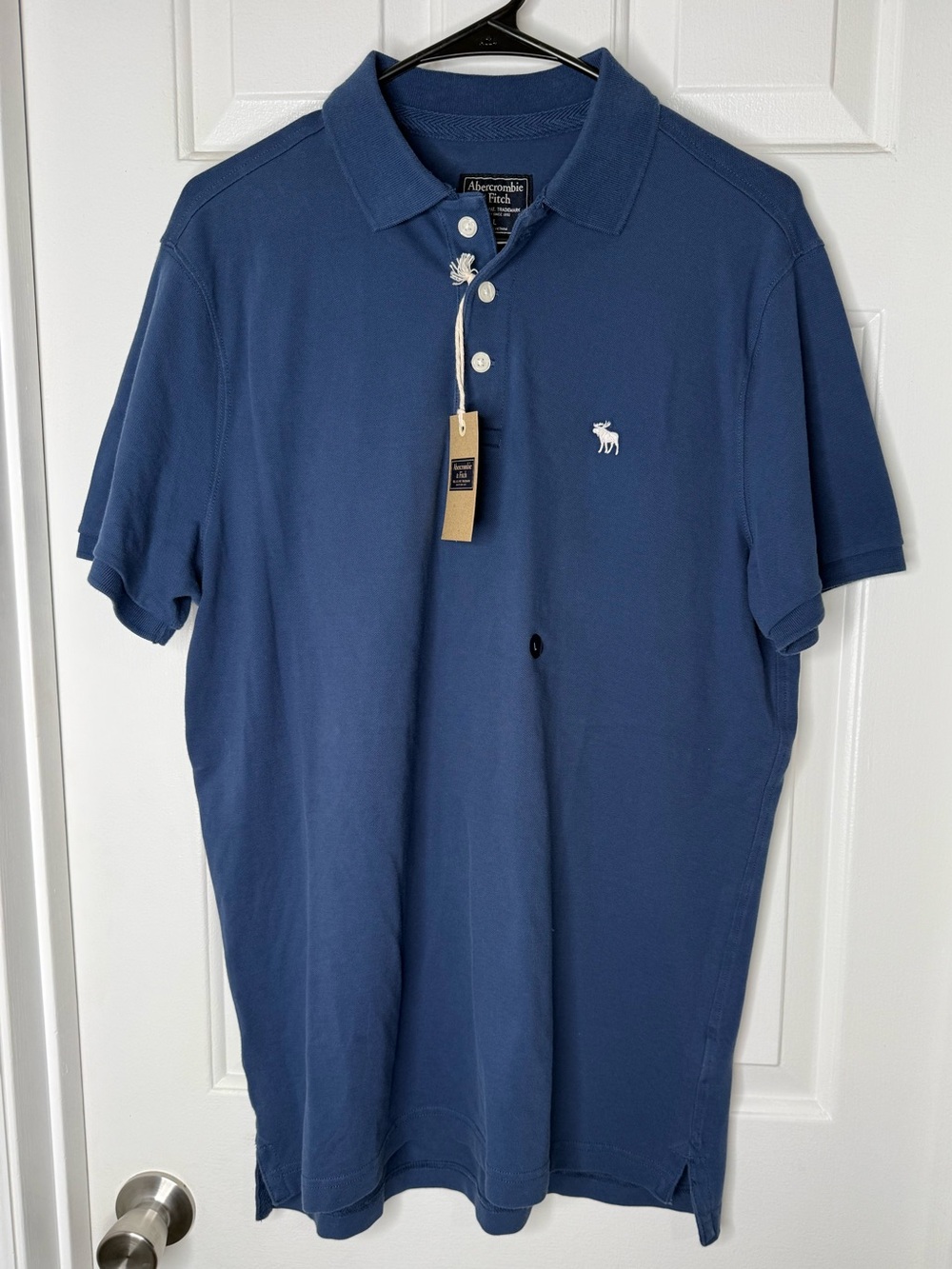 Abercrombie & Fitch Men's Stretch Navy Blue Logo Polo
